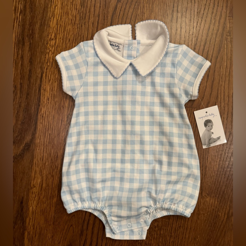 Magnolia gingham blue and white baby bubble